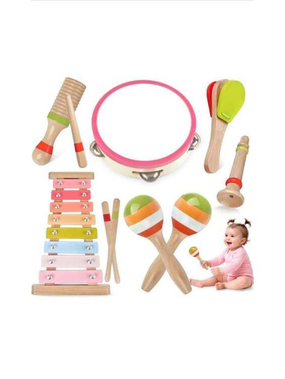 Montessori Musical Wooden Instruments Set for Kids Ages 1 to 3 – New in Box